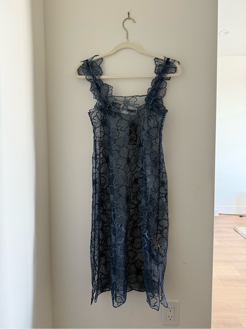 OperaSport Blue Lace Floral Slip Dress